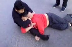 Drunk men figthing in the middle of the street in Mexico