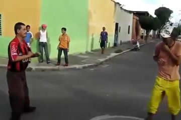 Karate kid style drunk fight on the streets of Mexico