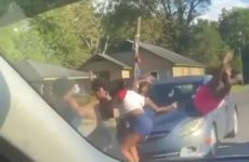 Mass fight - the driver of the car tried to break up the fight