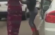 Two girls pulling their hair out on the highway - Best Street Fight