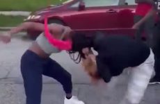 What a throw - she had a good grip on that braid - Best Street Fight